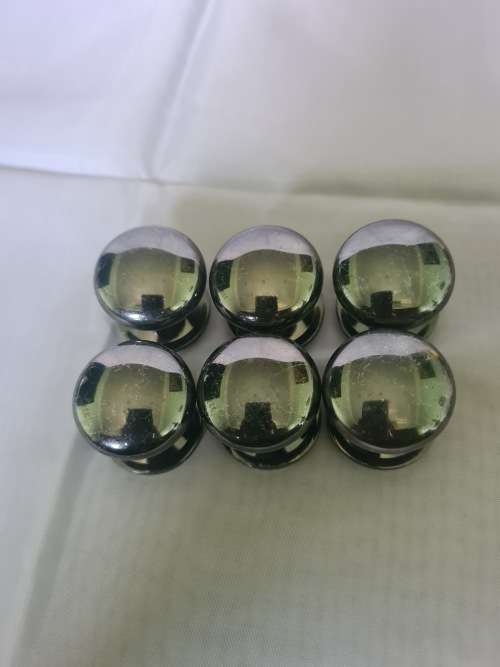 SET OF 6 HEAVY METAL MIRROR FINISHED FURNITURE KNOBS