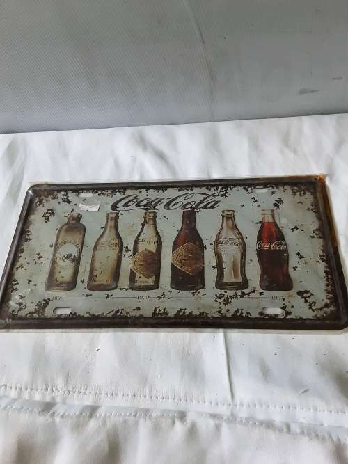 VINTAGE LOOK COCA COLA METAL SIGN(30 X 15CM)1899 to 1957