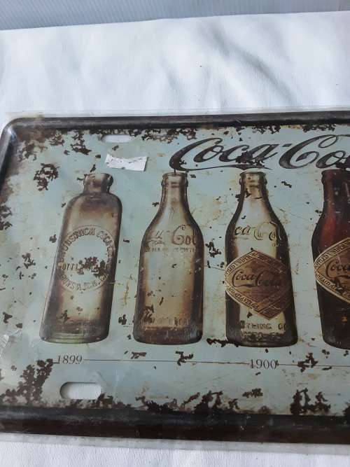 VINTAGE LOOK COCA COLA METAL SIGN(30 X 15CM)1899 to 1957