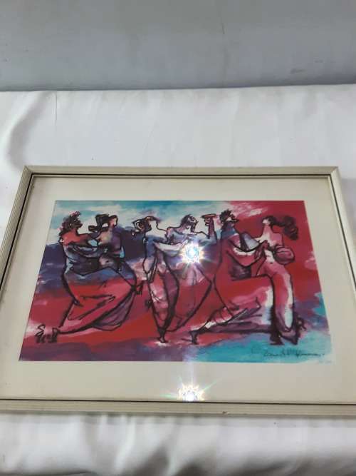 SIGNED PAINTING ART IN FRAMED GLASS(35 x 25cm)