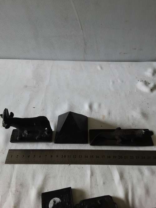 SET OF SIX ANCIENT EGYPT FIGURES AND CARVINGS