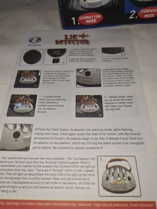 2 PLAY WAYS LIE DETECTOR(BATTERY  OPERATED)