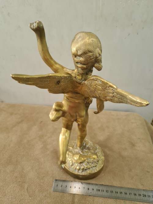VINTAGE SOLID BRASS(HEAVY CHERUB)32 CM HEIGHT