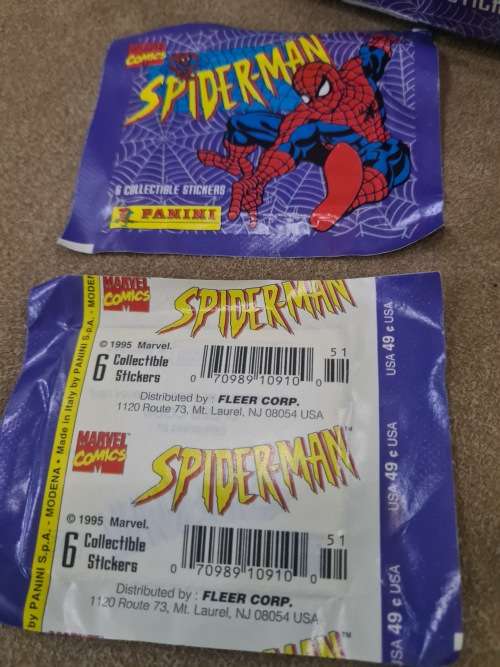 MARVEL COMIC SPIDERMAN COLLECTABLE STICKERS (100 PACK IN BOX,6 IN A PACK) 1995