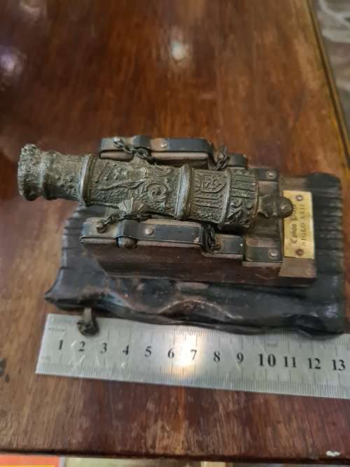 ANTIQUE BRONZE CANON(SIGLO XV11)DISPLAY ITEM-12 X 8 X 8CM