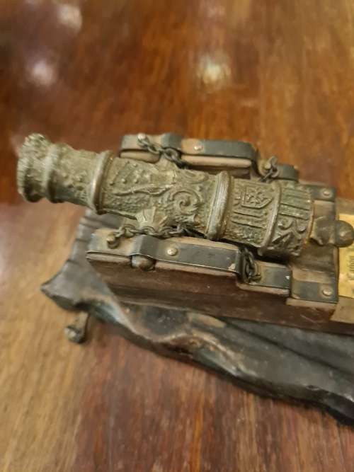 ANTIQUE BRONZE CANON(SIGLO XV11)DISPLAY ITEM-12 X 8 X 8CM
