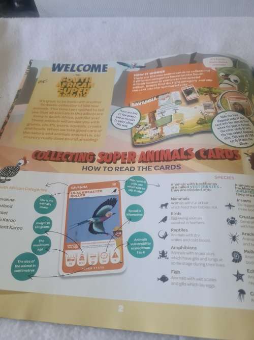 COLLECTORS ALBUM(SA SUPER ANIMALS)WITH COLLECTABLE CARDS-COMPLETED NO.1 TO 108