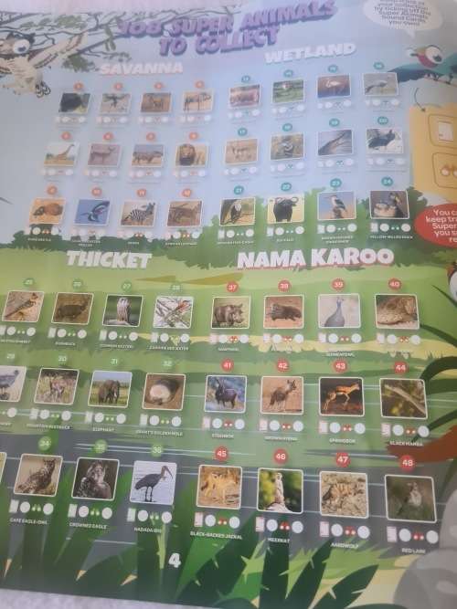 COLLECTORS ALBUM(SA SUPER ANIMALS)WITH COLLECTABLE CARDS-COMPLETED NO.1 TO 108