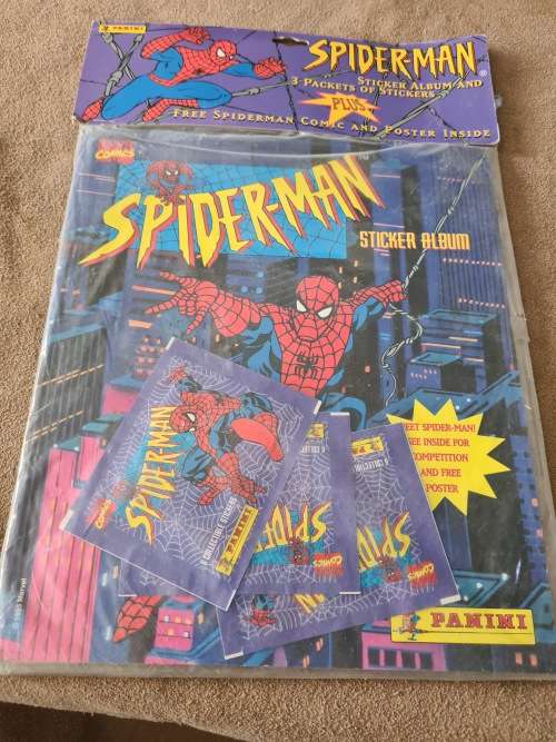 SPIDERMAN STICKER ALBUM KIT INCL.18 STICKETS,PAPERBACK COMIC,ETC..