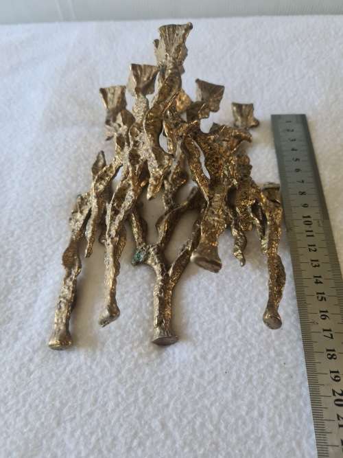 MID CENTURY BRASS FOLDING HANNUKAH MENORA