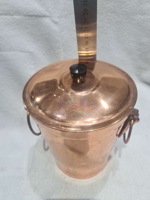 COPPER WITH LIONS HEAD HANDLES STORAGE CONTAINER