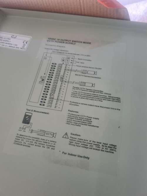 12 VDC,18 OUTPUT SWITCH MODE CCTV POWER SUPPLY