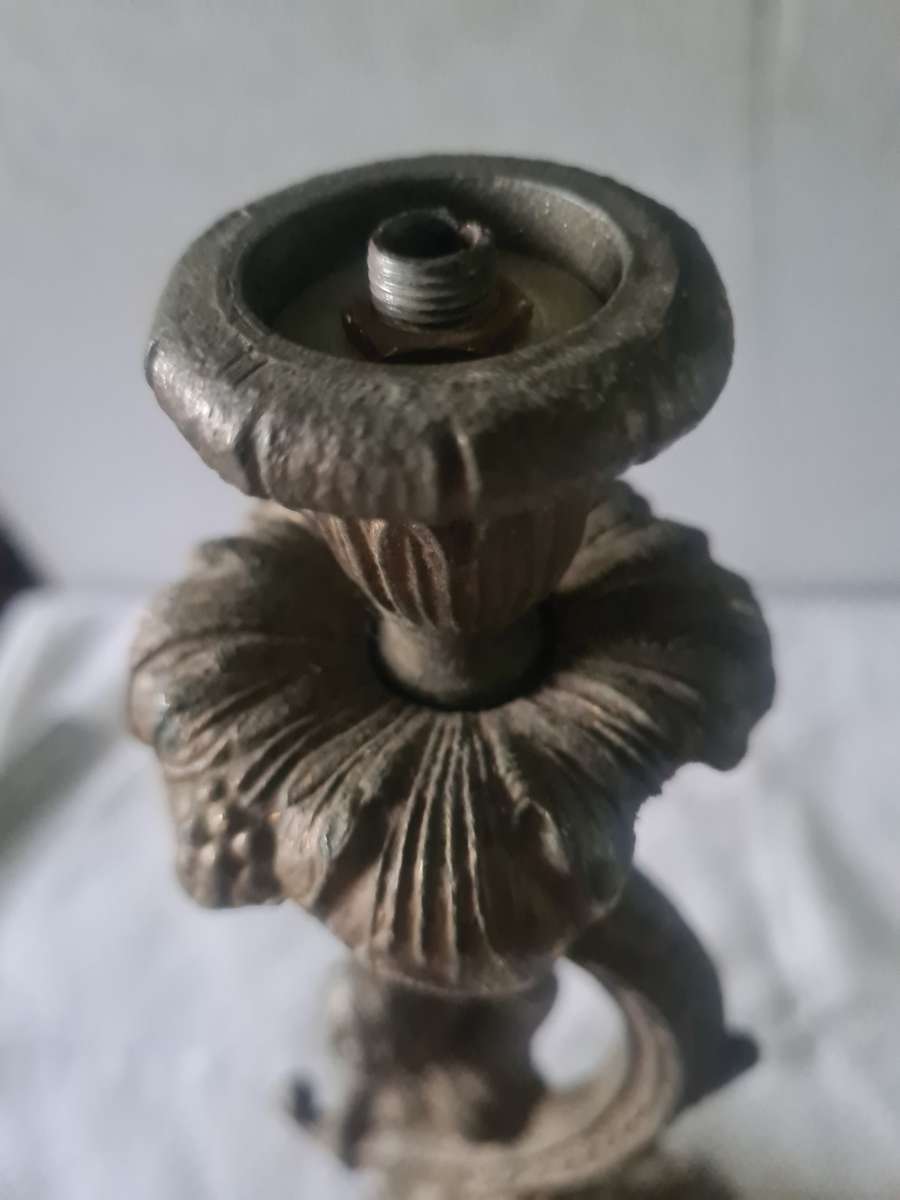 ANTIQUE BRONZE CAST IRON CANDLEHOLDER (EXCEPTIONALLY STUNNING AND RARE PIECE(38cm tall))