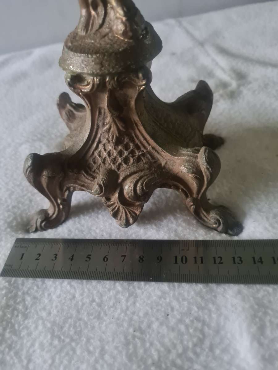 ANTIQUE BRONZE CAST IRON CANDLEHOLDER (EXCEPTIONALLY STUNNING AND RARE PIECE(38cm tall))