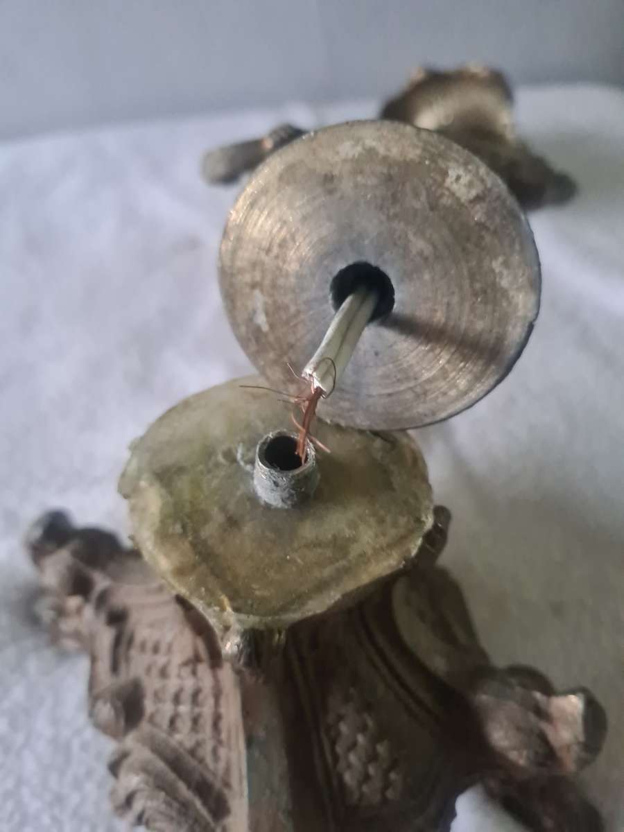 ANTIQUE BRONZE CAST IRON CANDLEHOLDER (EXCEPTIONALLY STUNNING AND RARE PIECE(38cm tall))