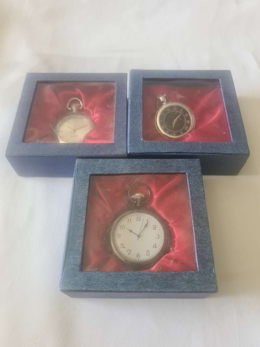 SET OF 3 QUARTZ POCKET WATCHES