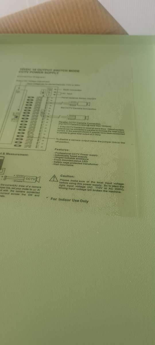 12 VDC ,18 OUTPUT SWITCH MODE CCTV POWER SUPPLY