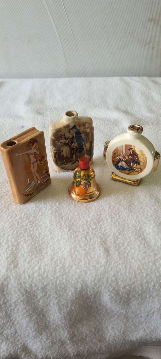 4 PIECE VINTAGE MINIATURE EMPTY BRANDY BOTTLES