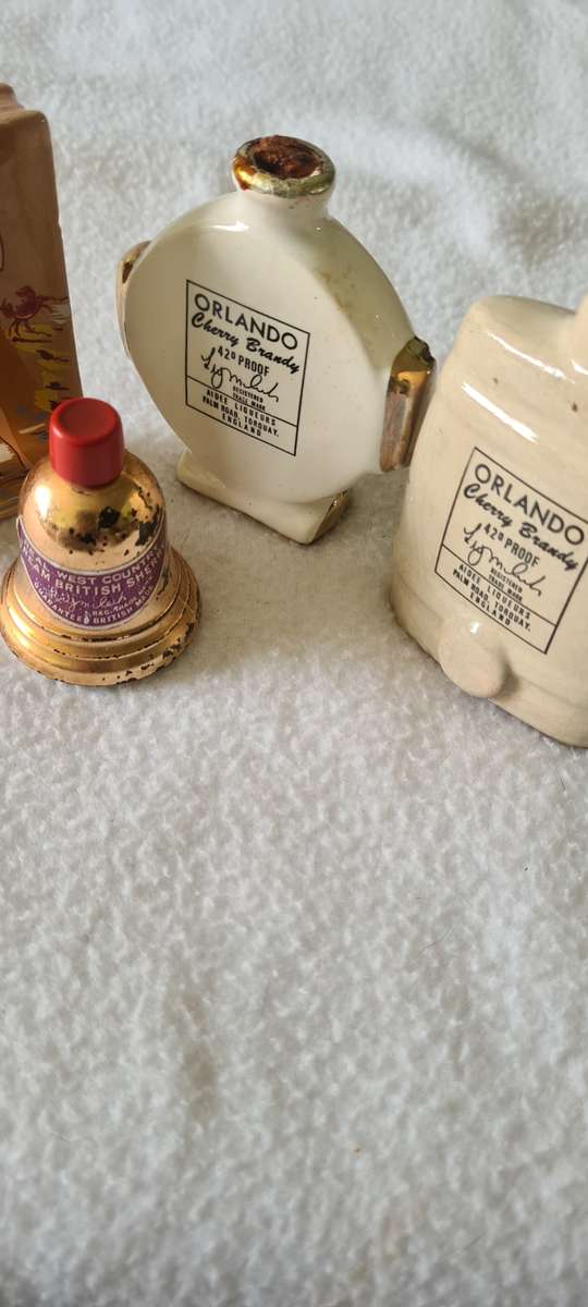 4 PIECE VINTAGE MINIATURE EMPTY BRANDY BOTTLES