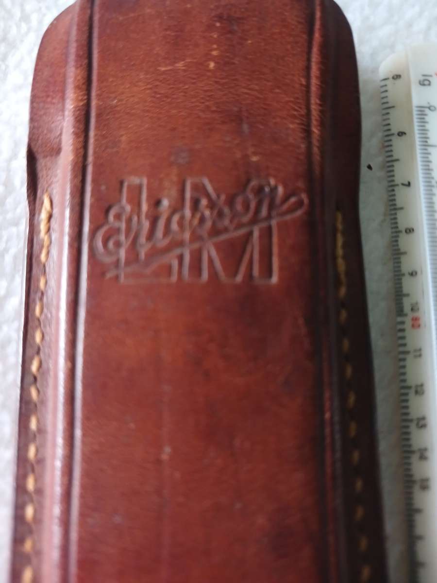 VINTAGE ERICSSON LM SLIDE RULER WITH ORIGINAL LEATHER CASE