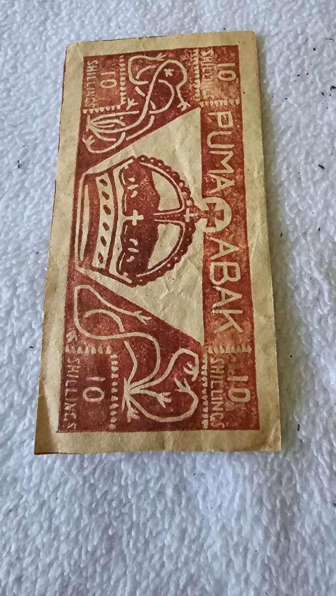 ANCIENT PUMA & ABAK 10 SHILLING BURIAL NOTE(RARE FIND)