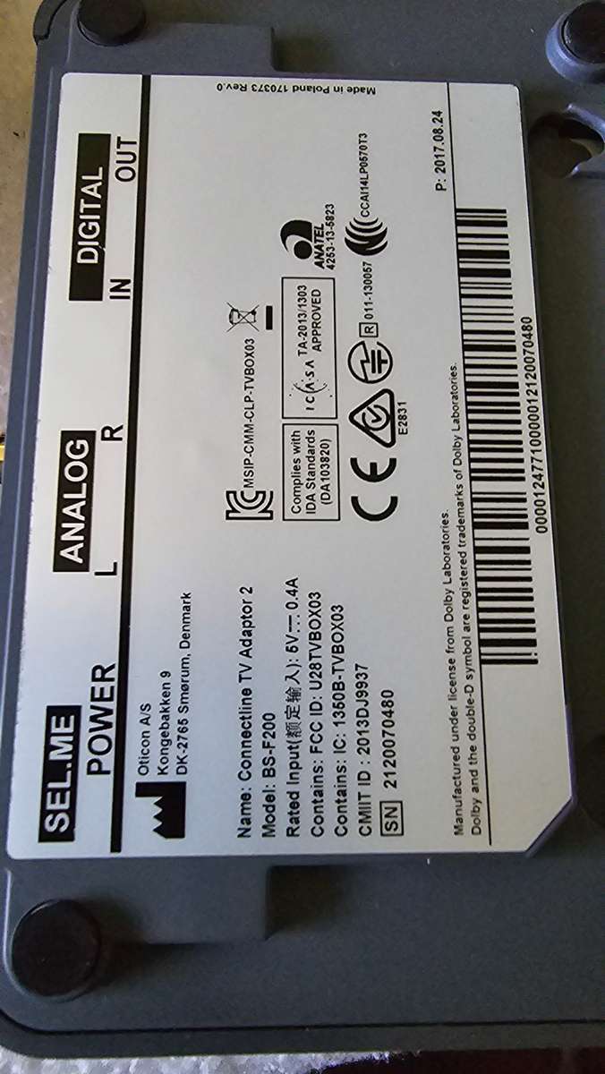 OTICAN DOLBY DIGITAL TV ADAPTER ,2.0 BS-F200/ HEARING AIDS