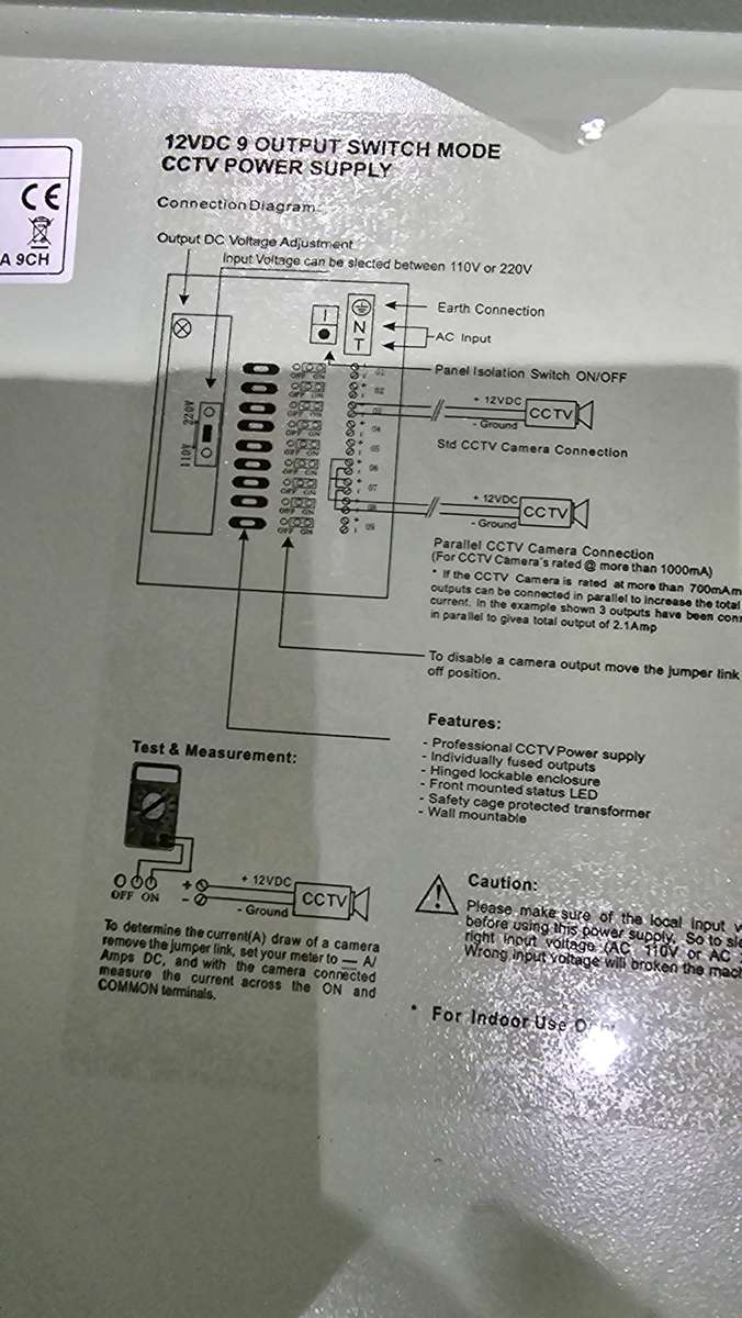 12 VDC,4 OUTPUT SWITCH MODE CCTV POWER SUPPLY