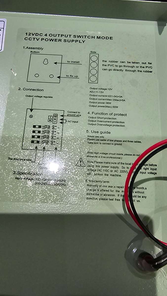 12 VDC,4 OUTPUT SWITCH MODE CCTV POWER SUPPLY