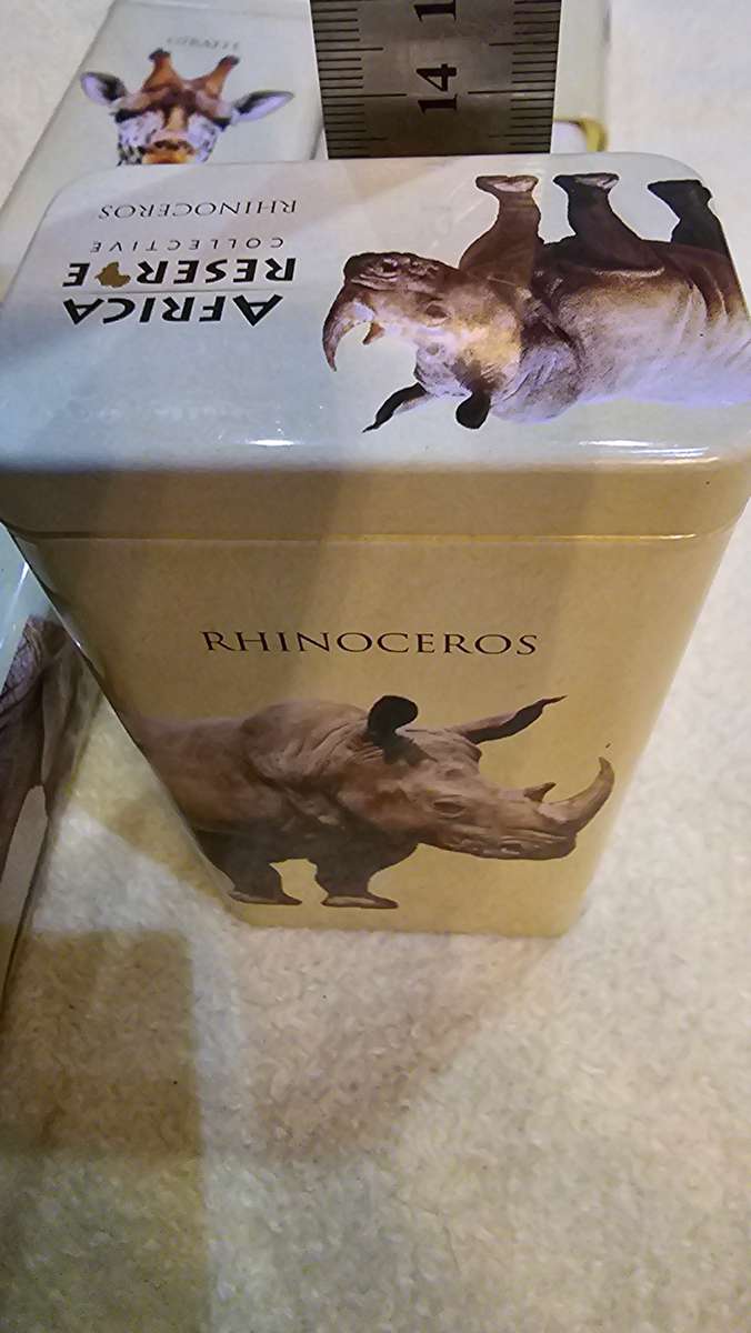 SET OF FIVE AFRICA RESERVE COLLECTIVE ANIMAL PRINT TINS