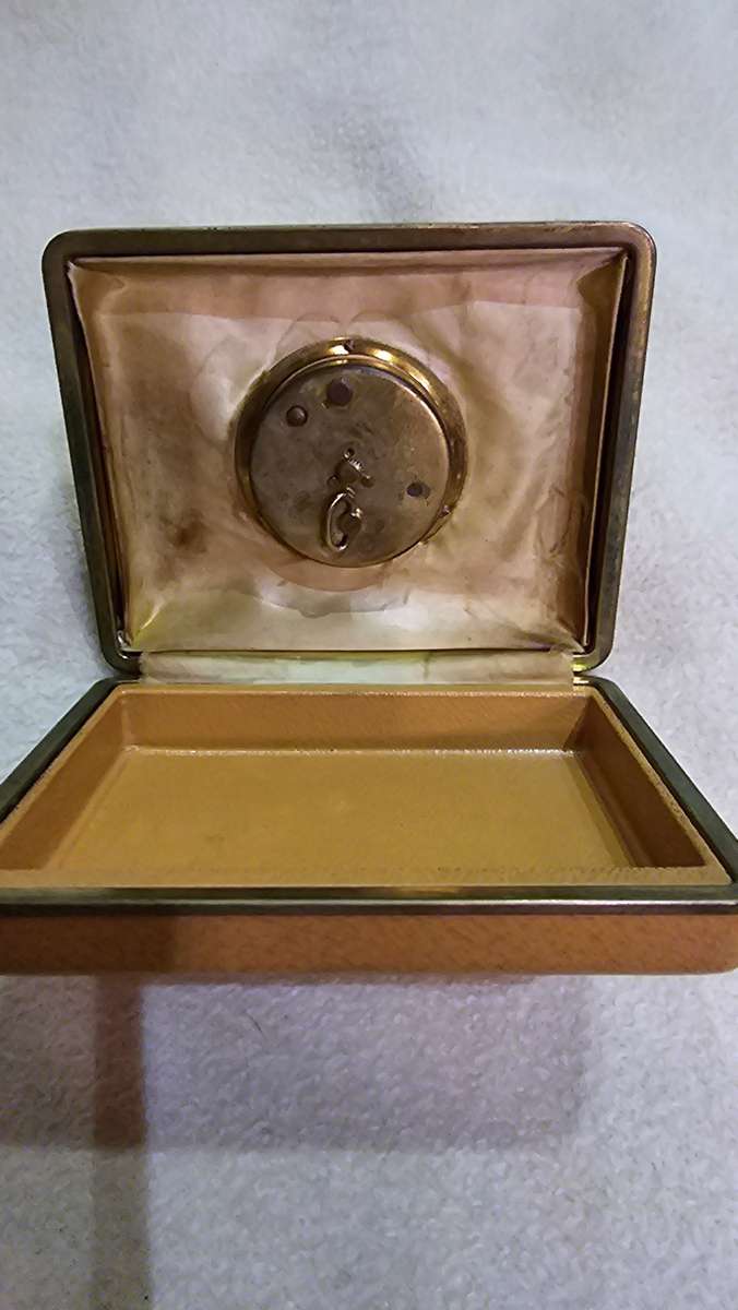 VINTAGE EUROPA 2 JEWELS MECHANICAL CLOCK JEWELRY CASE(WORKS)