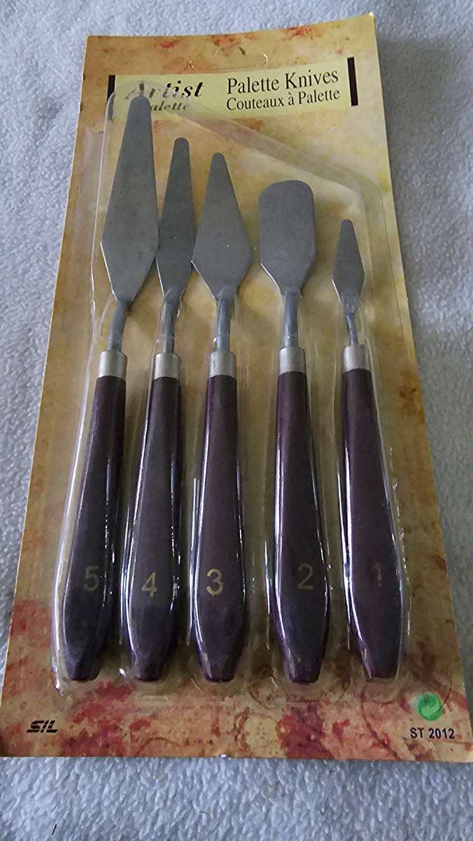 5 PIECE WOODEN HANDLES ARTIST PALETTE KNIVES