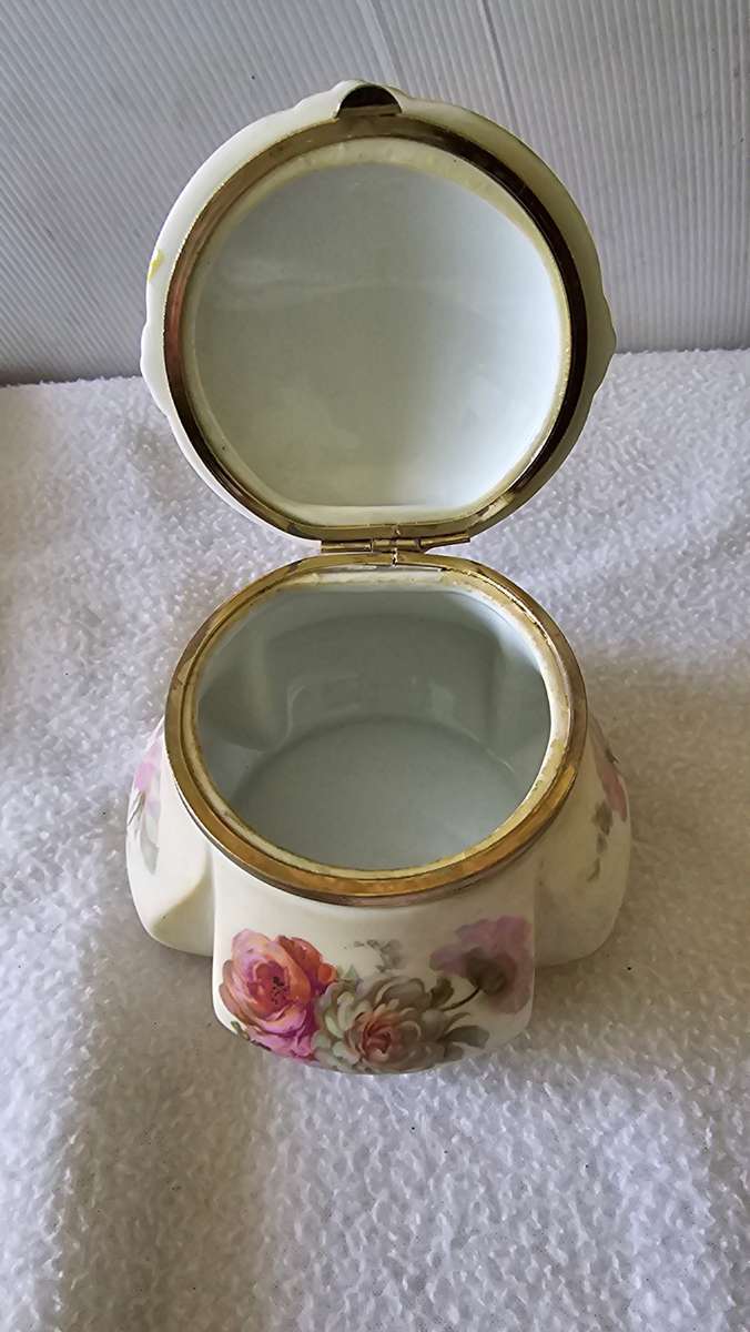 VINTAGE AMERICAN 1960/70`s LEFTON FLORAL PORCELAIN TRINKET JAR