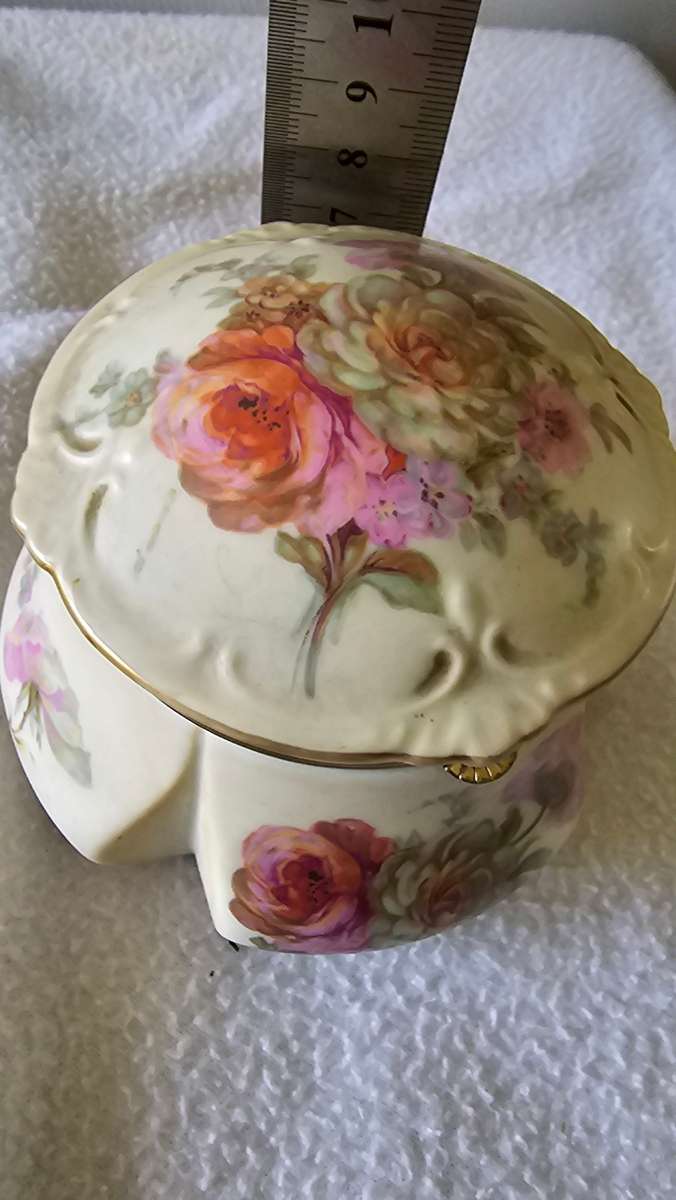 VINTAGE AMERICAN 1960/70`s LEFTON FLORAL PORCELAIN TRINKET JAR