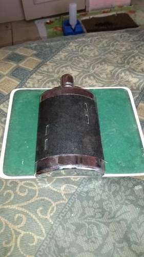 VINTAGE BLACK AND SILVER FLASK