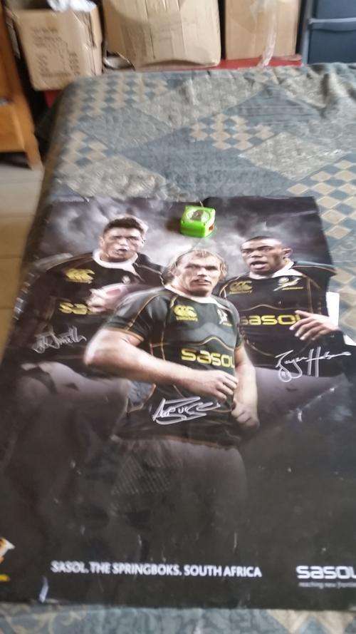3  X SPRINGBBOK SIGNED RUGBY COLLECTORS POSTERS(INCLUDING 1 FREE UNSIGNED)1 BID 4 ALL-SEE DESCRIPTIO