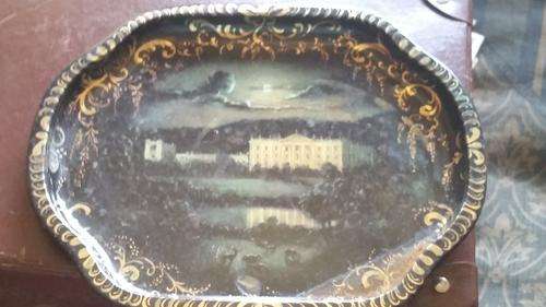 HOME OF THE DUKES OF DEVONSHIRE(ENGLAND)METAL TRAY-SEE DESCRIPTION