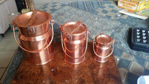 SET OF 3 COPPER MILK CAN-SEE DESCRIPTION