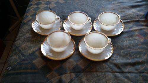 10 PIECE OVEN FIRE KING(MADE IN SA)CUPS & SAUCERS-SEE DESCRIPTION