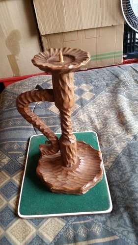 BEAUTIFUL WOODEN CANDLESTICK-SEE DESCRIPTION