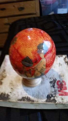 AFRICAN ART OSTRICH EGG ON STAND-SEE DESCRIPTION