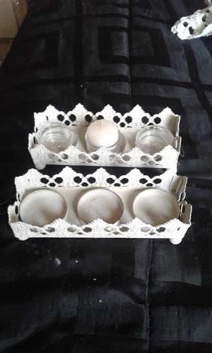 2 X BEAUTIFUL 3 LAYER EACH METAL CANDLEHOLDER (ONE BID)