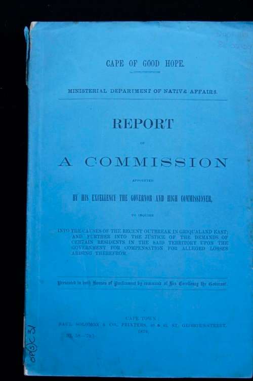 Two Cape Blue Books, dealing with the outbreaks in Griqualand East (2 x Vols. 1879 & 1880)