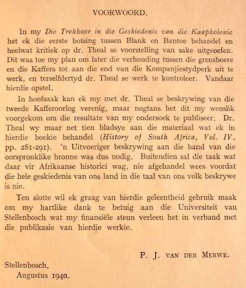 Die Kafferoorlog van 1793 deur Dr. P.J. van der Merwe