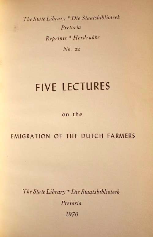 Five Lectures on the Emigration of the Dutch Farmers from the Cape Colony - Henry Cloete