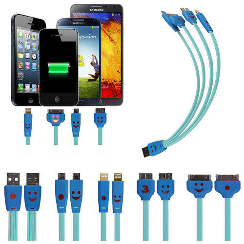 Blue : 5 in 1 Charger Cable. For iPhone, iPad, Samsung, Blackberry, Nokia and More