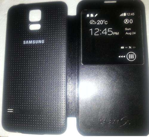 Galaxy S5 SM-G900 PU S-View Flip Case Cover: Black