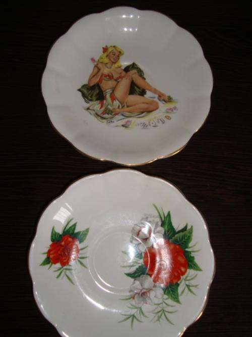 2 X vintage bone china SAUCERS (GLAMOUR GIRLS - cant find this one anymore and ROYAL STANDARD)