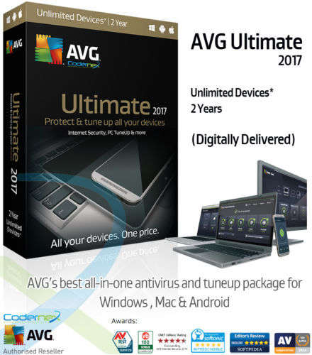 AVG ULTIMATE 2017 - 2 Years Unlimited Devices | AntiVirus / PC Tuneup (Download)