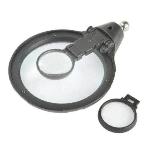 5 LED Auxiliary Clip Magnifier AC/DC Interchangeable with Soldering Stand & Two Magnifier