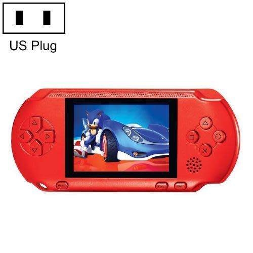 Portable Game Console with 1 Game Cards Built-in 999999 Random Games US Plug (Red)